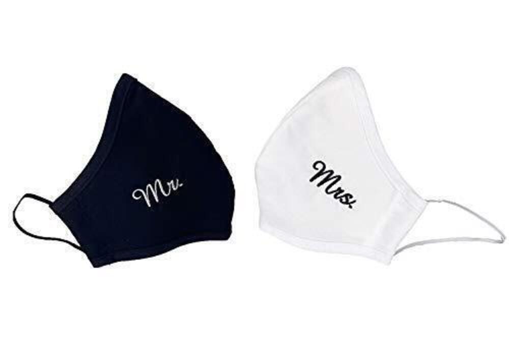 6642 Bride and Groom Face Mask Set - Bridal Wedding Masks - Made in USA